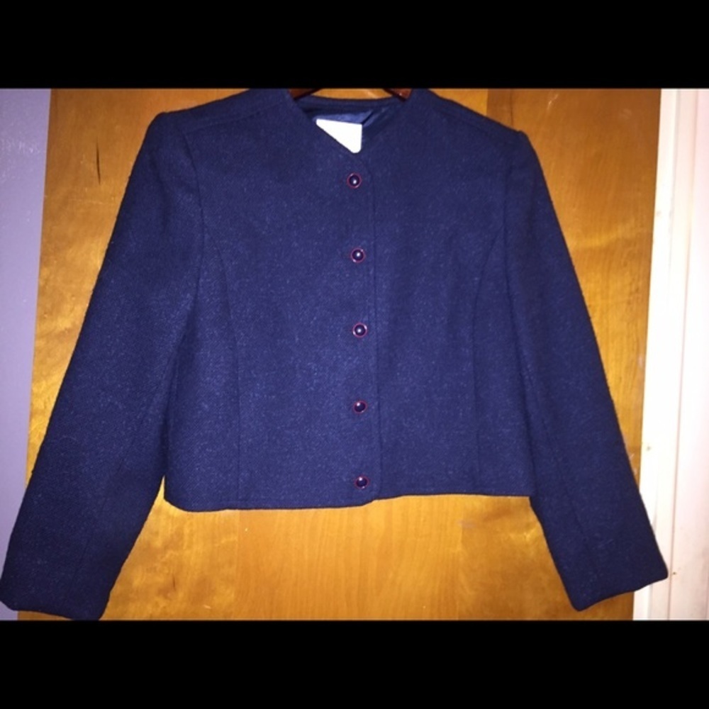 Women vintage pendleton wool cropped jacket blazer